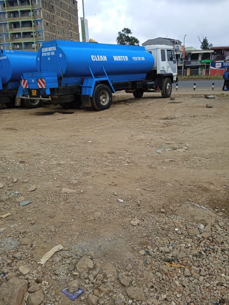 Clean Water Movers tanker on site in Nairobi